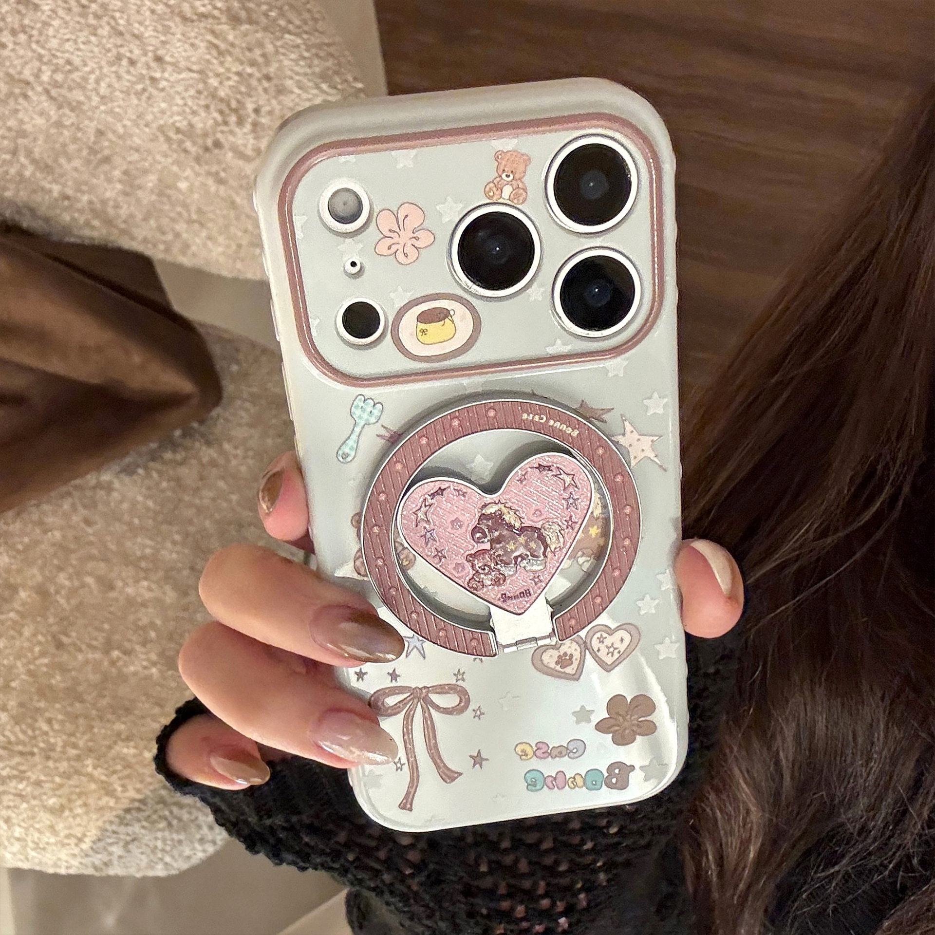 适用苹果17promax手机壳可爱木马小熊iphone16闪粉15磁吸支架13软,3C数码配件,手机保护套/壳,淘宝优惠券,粉丝福利购,淘宝优惠卷