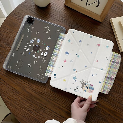 星星雪人适用于ipad11代12代pro10保护air678壳11英寸A18air5M4英寸亚克力背板轻薄10.2防弯case保护套