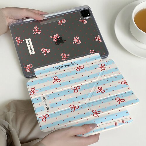 蓝白条纹红蝴蝶用于ipadair11pro11英寸air4/5/6/7/8pro1/2/3/4代12.9英寸minni4/5/6/7ipad10防弯case保护套