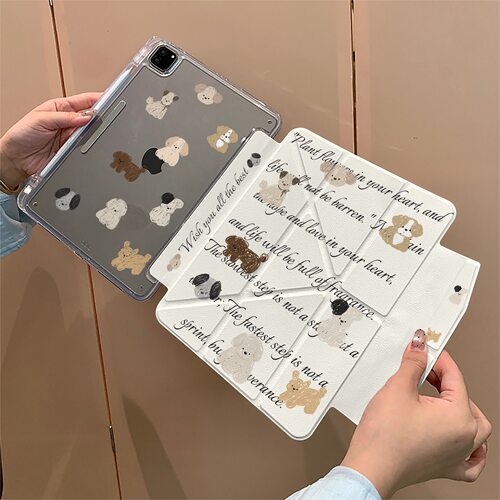 英伦狗狗适用苹果ipadair8新款11款A19代air11M4pro13保护air678保护壳套11寸ipad case轻薄硬壳防弯10.9英寸