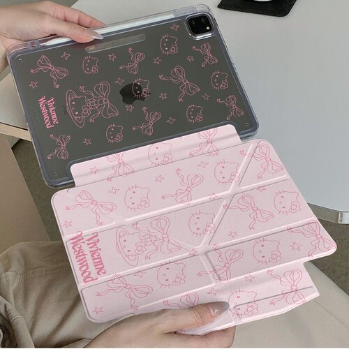 粉色线条KT适用于ipad11代12代pro10保护air678壳11英寸A18air5M4英寸亚克力背板轻薄10.2防弯case保护套