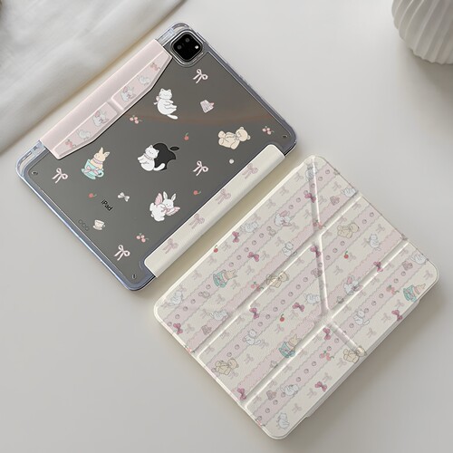 粉色蕾丝蝴蝶结适用于ipad11代12代pro10保护air678壳11英寸A18air5M4英寸亚克力背板轻薄10.2防弯case保护套