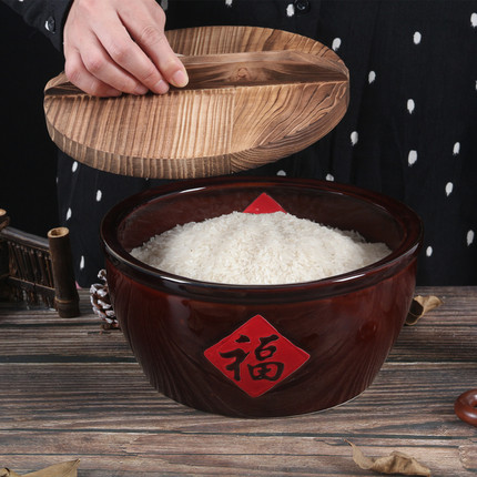 福字缸汤盆米缸猪油缸带盖大号加厚陶瓷碗带盖水煮鱼酸菜鱼盆商用