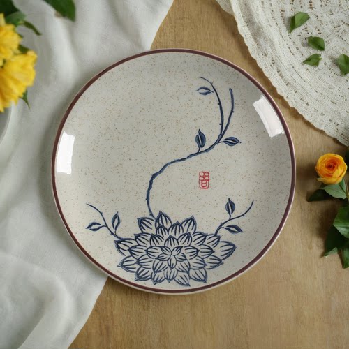 日式色釉陶瓷6寸圆形平盘 家用小吃点心碟凉菜盘餐桌吐骨头碟商用 - 封面