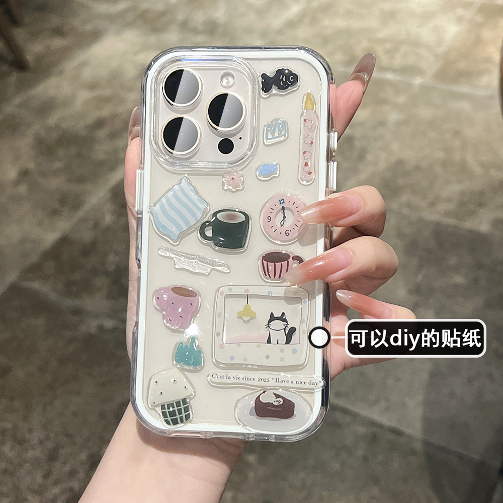 2025新款网红爆款气囊二合一Diy滴胶贴纸适用于iPhone16ProMax手机壳17air苹果15超好看14p创意小众13简约12