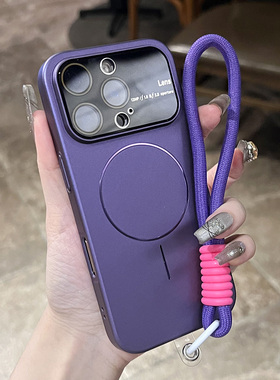 ins小众风大视窗镜片适用苹果16promax高级感新款苹果15proMagsafe磁吸14不沾指纹13时尚纯色12高档潮牌硬壳