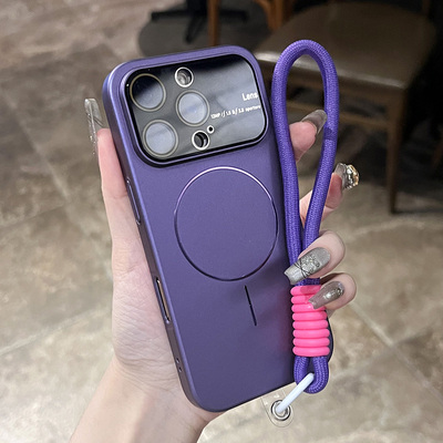 ins小众风大视窗镜片适用苹果16promax高级感新款苹果15proMagsafe磁吸14不沾指纹13时尚纯色12高档潮牌硬壳