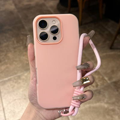 ins春日果冻磨砂二合一适用于iphone15手机壳iphone16promax时尚纯色15马卡龙14手感超好网红爆款12腕带手提