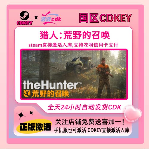 猎人:荒野的召唤 PCSteam正版激活码 国区Cdkey  中文电脑