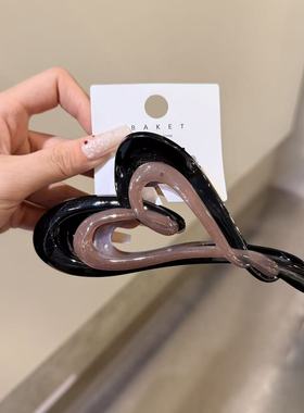 12.20韩国东大门baket发饰撞色拼色线条爱心抓夹