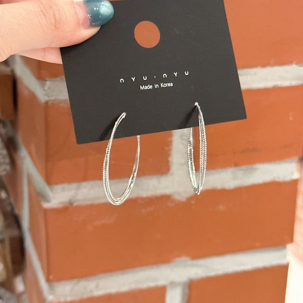 4.18韩国东大门nyunyu简约金属多层大圈耳环耳圈40mm