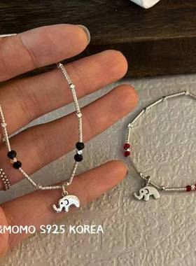 12.15直播韩国momo银饰小象串珠手链925银