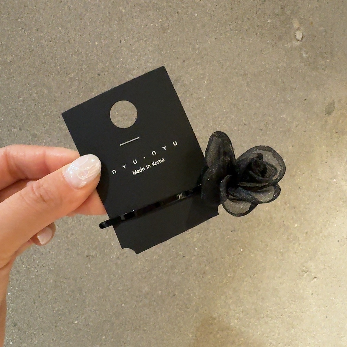 4.19韩国发饰nyunyu简约网纱花朵发夹一字夹气质百搭刘海碎发夹