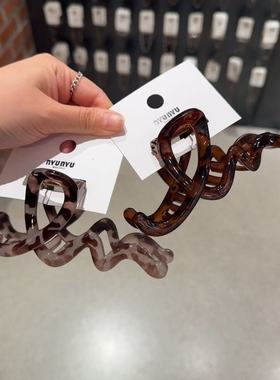 8.22韩国nyunyu发饰气质简约波浪线条发夹豹纹盘发抓夹后脑勺夹子