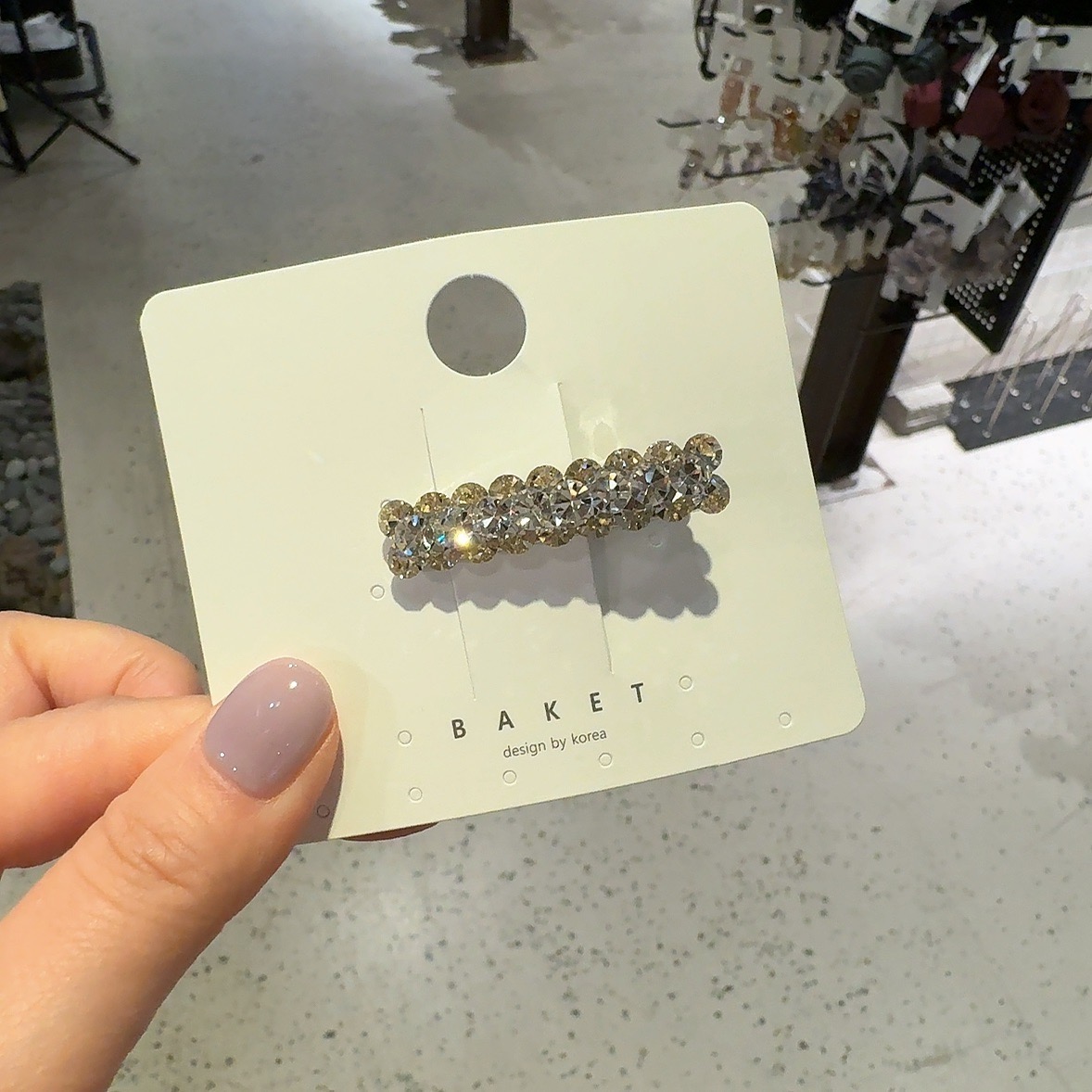 3.14韩国东大门baket简约水钻彩钻气质鸭嘴夹