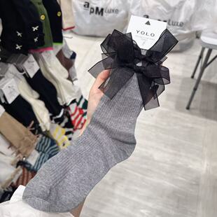 3.17东大门韩国YOLO二店仙气网纱蝴蝶结袜子透气舒适百搭