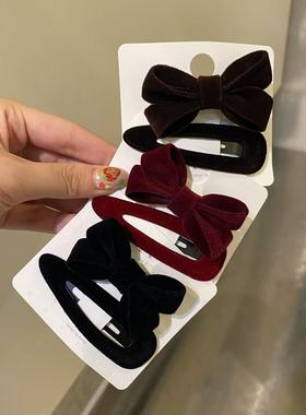 9.16韩国东大门baket发饰秋冬复古丝绒蝴蝶结发夹套组边夹对夹