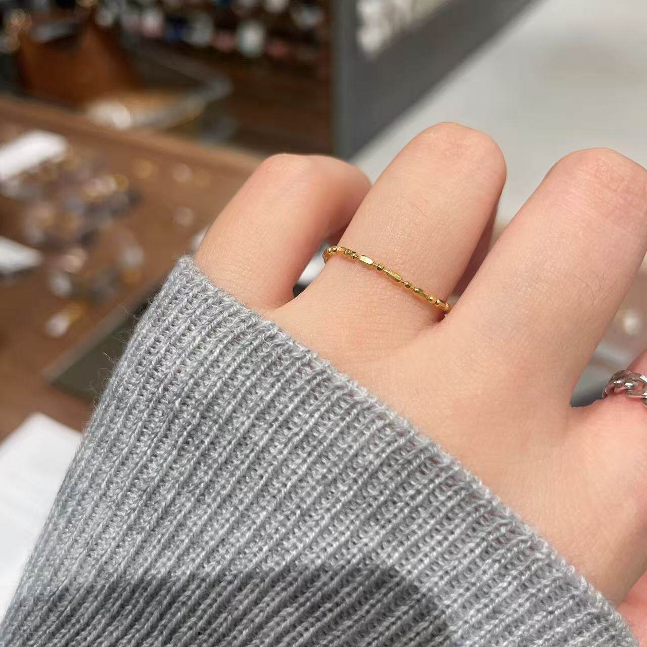 10.3韩国东大门nyunyu银饰软链戒指通体银