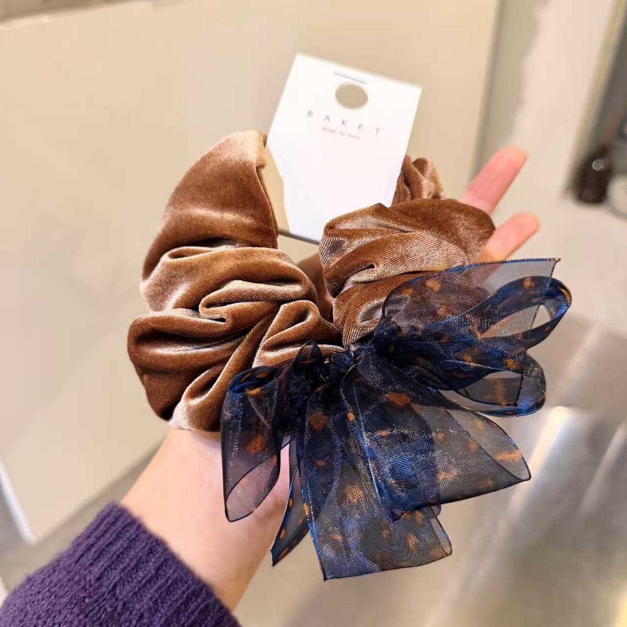 11.25韩国东大门baket发饰豹纹蝴蝶结丝绒大肠发圈发绳