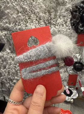 11.30韩国东大门Trois de LEI毛球针织毛线BB夹