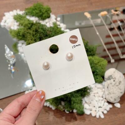 6.13韩国东大门nyunyu简约淡水珍珠耳钉银针10mm