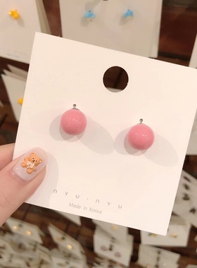 韩国东大门耳饰nyunyu彩色亚克力糖豆豆耳钉可爱简约珠珠耳坠甜美