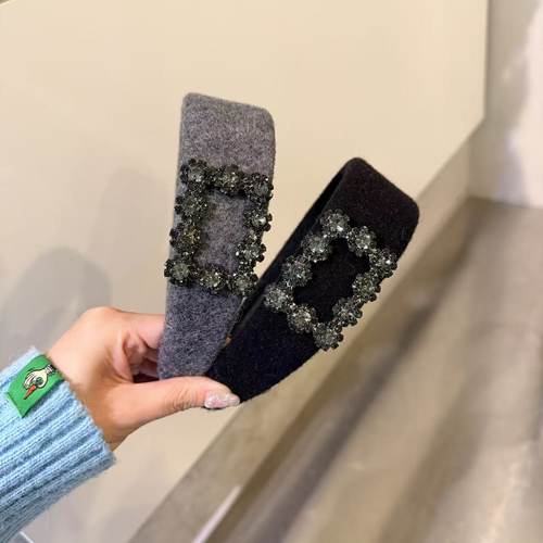 11.22韩国东大门baket发饰毛毡复古方扣水钻发箍