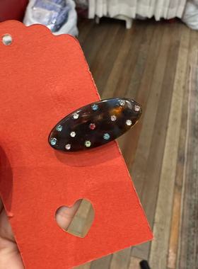 11.30韩国东大门Trois de LEI复古椭圆彩色水钻鸭嘴夹