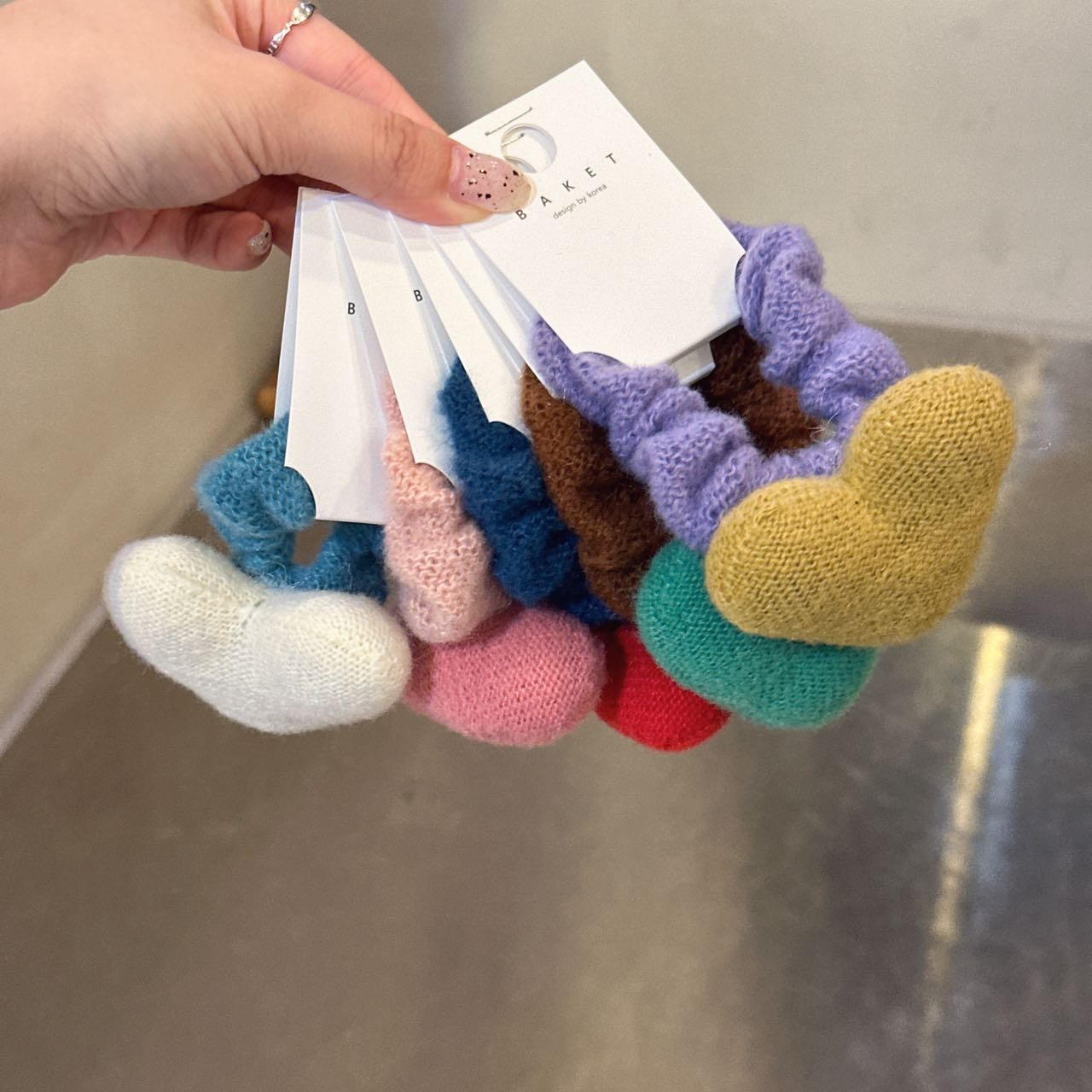 10.19韩国baket发饰爱心针织可爱桃心大肠发圈