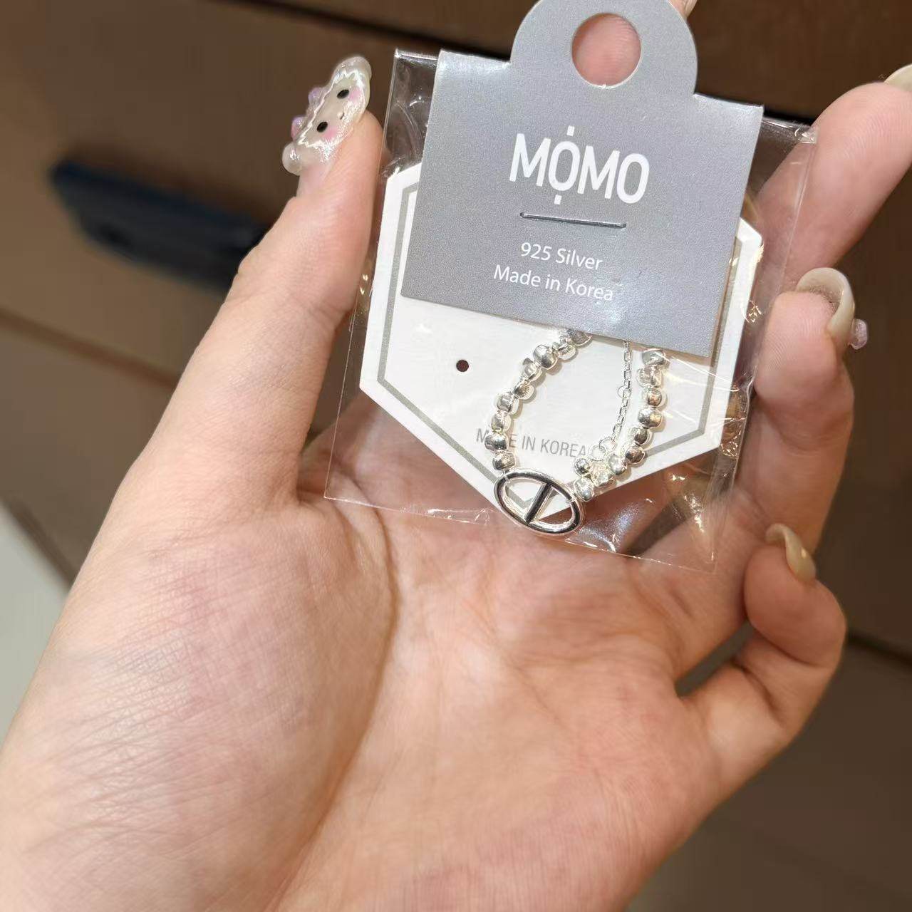 12.15直播韩国momo银饰银珠子猪鼻戒指贵气925银