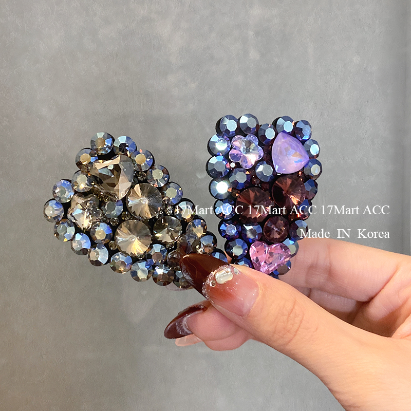 韩国新款超闪满钻爱心发夹刘海bb夹少女侧边发卡发饰