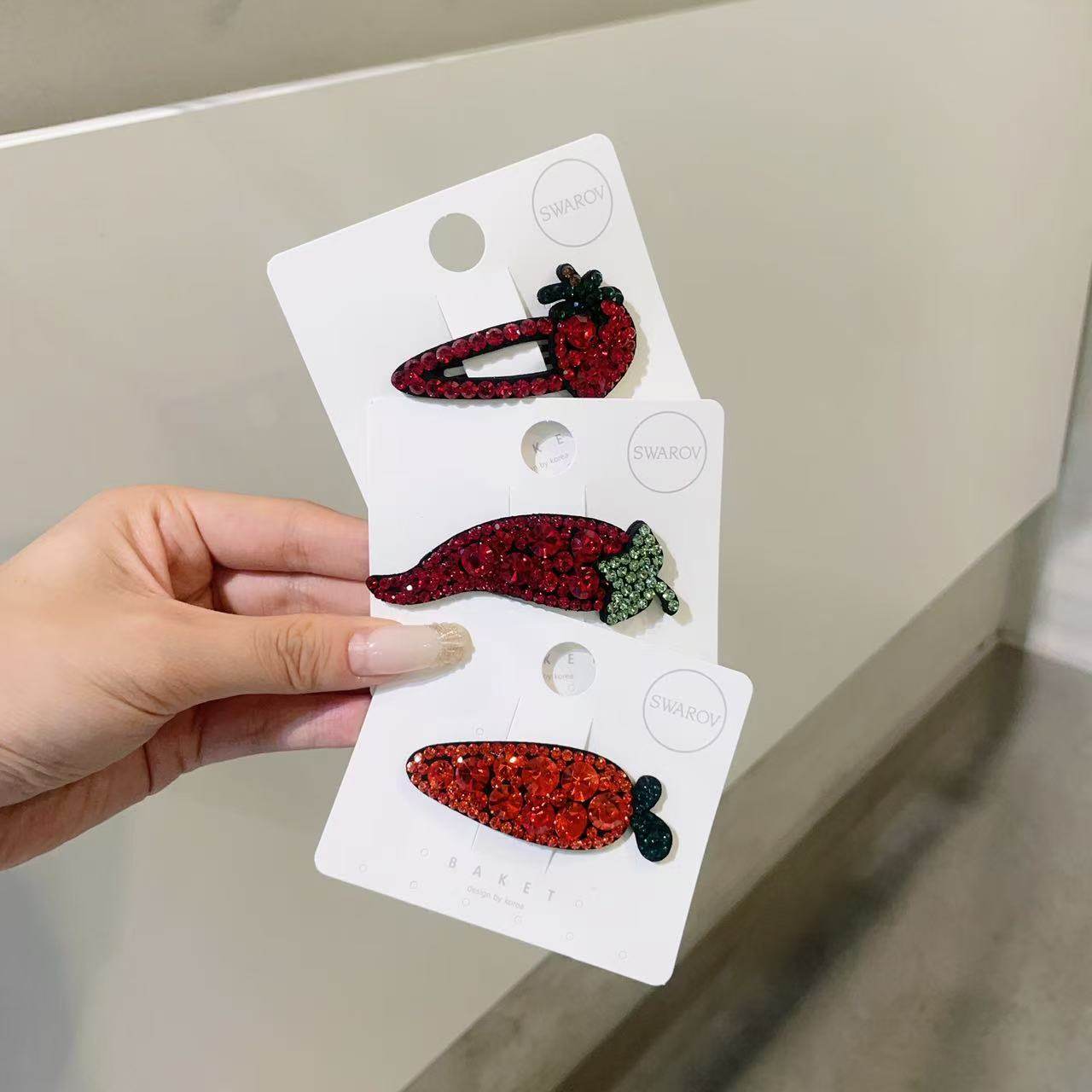 7.29韩国东大门baket发饰新款华丽江南辣椒水果蔬菜边夹发夹