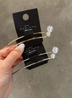 5.10韩国nyunyu简约双珍珠发簪盘发簪子