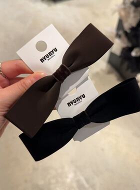 10.17韩国nyunyu发饰优雅简约丝绒蝴蝶结弹簧夹