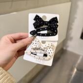 1.27韩国东大门baket发饰布艺波点蝴蝶结边夹对夹发夹
