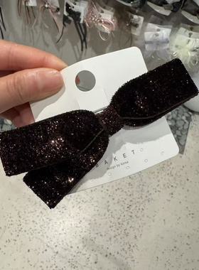 10.18韩国东大门baket发饰细闪亮片复古蝴蝶结弹簧夹