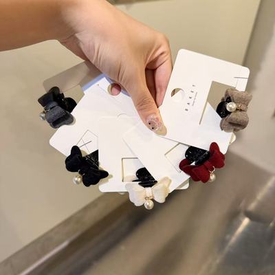 11.25韩国东大门baket发饰纯色布艺珍珠蝴蝶结小抓夹刘海抓夹