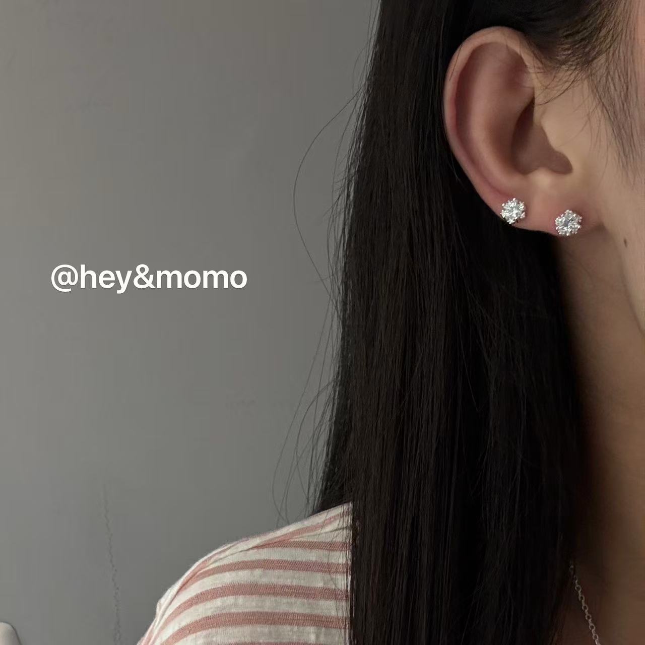 11.17直播韩国hey银饰超闪小雪花耳钉耳饰925银