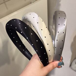 4.5韩国东大门baket发饰缎光感波点复古发箍高颅顶