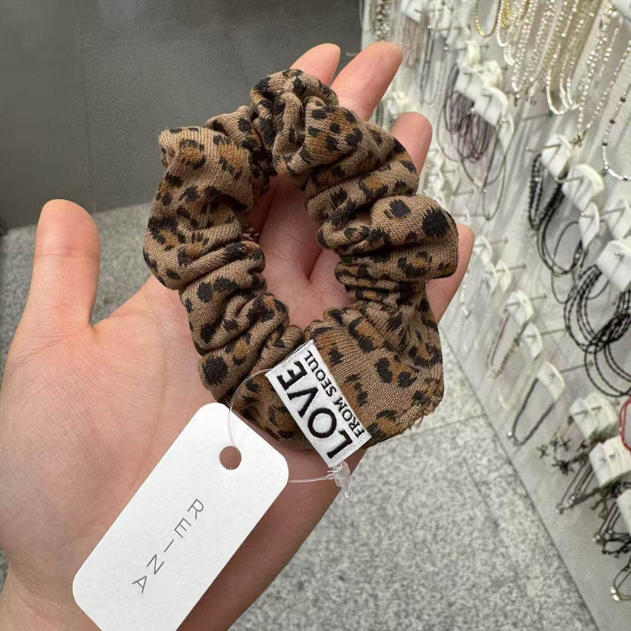 12.14韩国东大门reina发饰针织豹纹小肠发圈