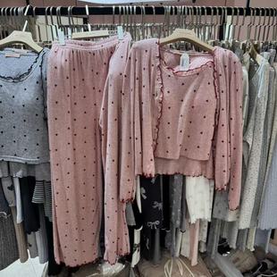12.11韩国东大门victoria磨毛爱心波点三件套家居服睡衣套装