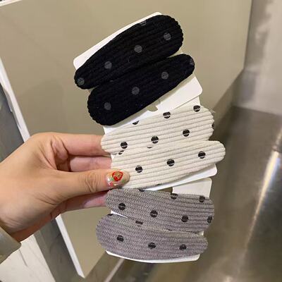 9.16韩国东大门baket发饰秋冬经典条绒波点掰掰夹对夹边夹