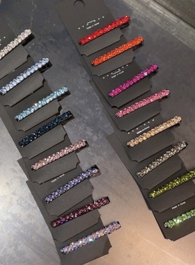 韩国发饰nyunyu高级感彩钻满钻发夹一字夹精致百搭碎发刘海边夹