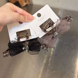 7.2韩国baket发饰方块水晶网纱蝴蝶结抓夹