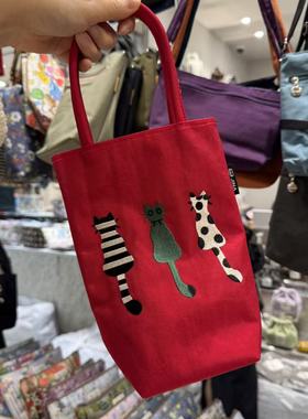 12.7韩国东大门wing刺绣小猫可爱红色手拎包