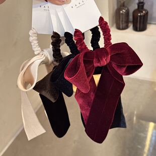 11.2韩国baket发饰简约丝绒飘带蝴蝶结大肠发圈