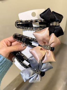 11.22韩国东大门baket发饰缎面蝴蝶结水钻懒人夹横夹大号盘发夹