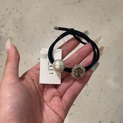 7.26韩国东大门baket发饰新款珍珠水钻花花双层细高弹发圈发绳