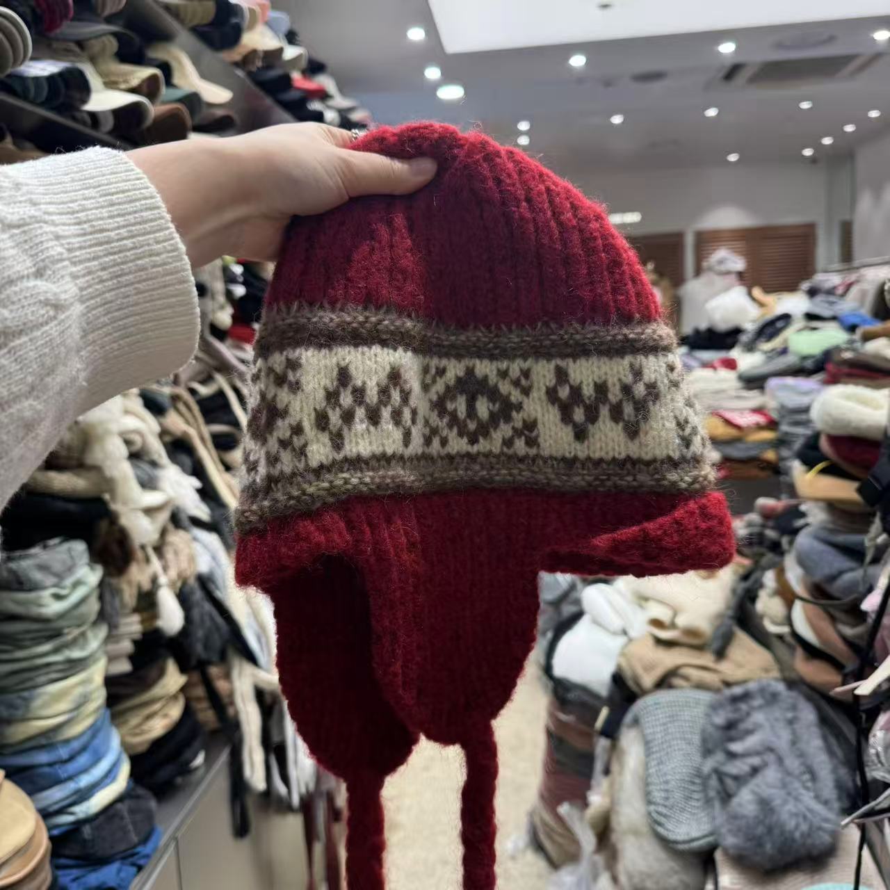 11.27韩国东大门the hat二号店秋冬新款花纹针织毛线帽