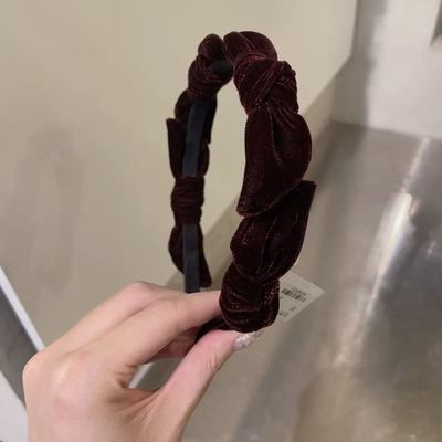 10.25韩国东大门baket发饰秋冬新款百搭简约丝绒打结蝴蝶结发箍